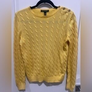 LAUREN Ralph Lauren cable knit sweater green label vintage size M yellow K